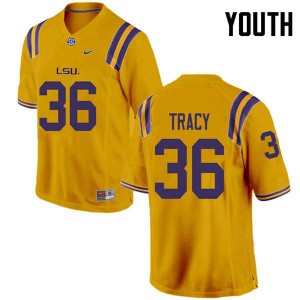 Youth Cole Tracy Gold Louisiana State Tigers #36 NCAA Jerseys
