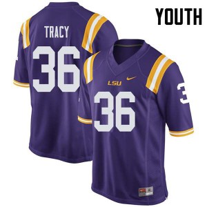 Youth Cole Tracy Purple Louisiana State Tigers #36 University Jerseys