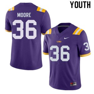 Youth Derian Moore Purple LSU #36 Embroidery Jerseys