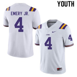 Youth John Emery Jr. White LSU #4 High School Jersey