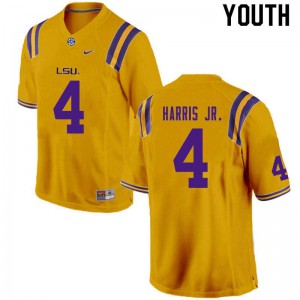 Youth Todd Harris Jr. Gold Louisiana State Tigers #4 Embroidery Jerseys