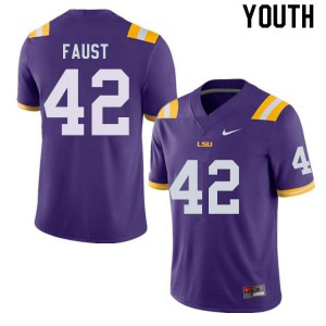 Youth Hunter Faust Purple LSU #42 Stitched Jersey