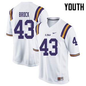 Youth Matt Brock White LSU #43 NCAA Jersey