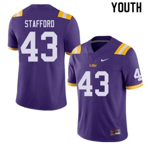 Youth Preston Stafford Purple LSU #43 Stitched Jersey