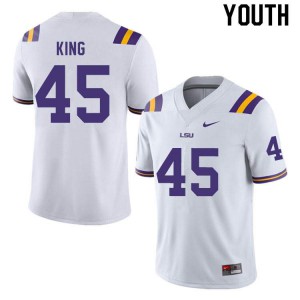 Youth Stephen King White LSU #45 Football Jerseys