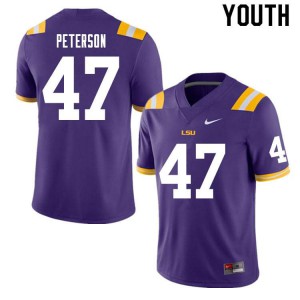 Youth Max Peterson Purple LSU #47 Football Jersey
