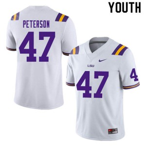 Youth Max Peterson White Tigers #47 Embroidery Jerseys
