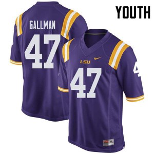 Youth Trey Gallman Purple LSU Tigers #47 Football Jerseys