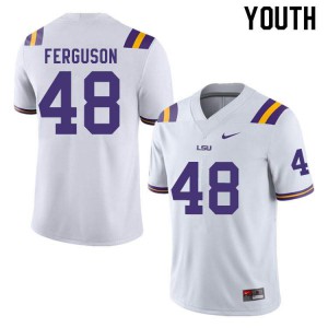 Youth Blake Ferguson White LSU #48 NCAA Jersey