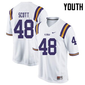 Youth Dantrieze Scott White Louisiana State Tigers #48 Official Jersey