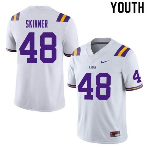 Youth Quentin Skinner White LSU #48 Embroidery Jerseys