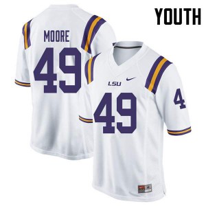 Youth Travez Moore White Tigers #49 Embroidery Jersey