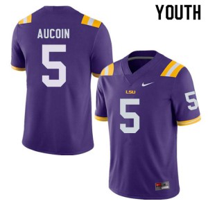 Youth Alex Aucoin Purple LSU Tigers #5 NCAA Jersey