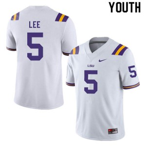 Youth Devonta Lee White LSU Tigers #5 Official Jersey