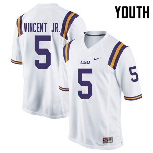 Youth Kary Vincent Jr. White LSU #5 Stitch Jerseys
