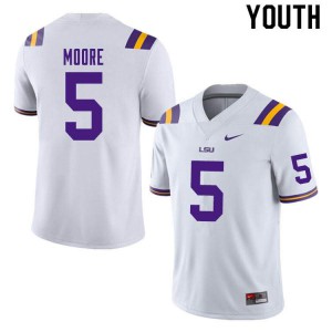Youth Koy Moore White Louisiana State Tigers #5 Alumni Jersey