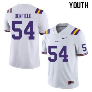 Youth Aaron Benfield White Louisiana State Tigers #54 University Jerseys