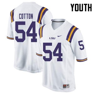 Youth Davin Cotton White LSU #54 Stitched Jersey