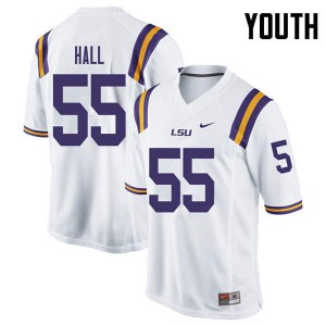 Youth Kody Hall White Louisiana State Tigers #55 NCAA Jersey