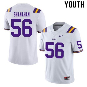 Youth Liam Shanahan White LSU #56 Embroidery Jersey