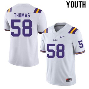 Youth Kardell Thomas White LSU #58 Stitch Jerseys