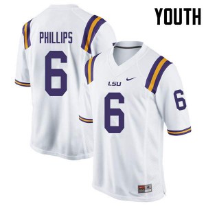 Youth Jacob Phillips White Tigers #6 College Jerseys