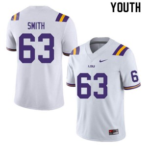Youth Michael Smith White Tigers #63 NCAA Jersey