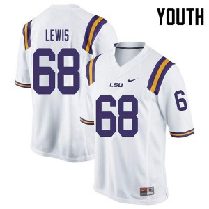 Youth Damien Lewis White Tigers #68 College Jersey