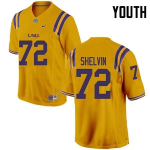 Youth Tyler Shelvin Gold LSU #72 Embroidery Jerseys