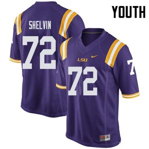 Youth Tyler Shelvin Purple LSU Tigers #72 Embroidery Jersey