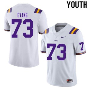 Youth Joseph Evans White Louisiana State Tigers #73 Stitched Jerseys