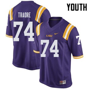 Youth Badara Traore Purple Tigers #74 Embroidery Jerseys