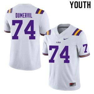 Youth Marcus Dumervil White Louisiana State Tigers #74 College Jersey