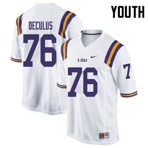 Youth Austin Deculus White Tigers #76 Official Jerseys