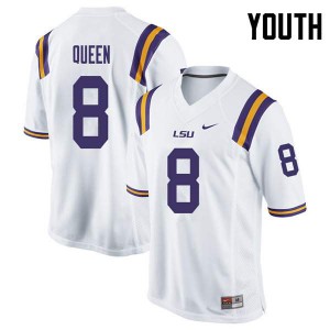 Youth Patrick Queen White LSU Tigers #8 Football Jersey
