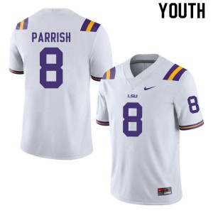 Youth Peter Parrish White LSU #8 Stitched Jersey