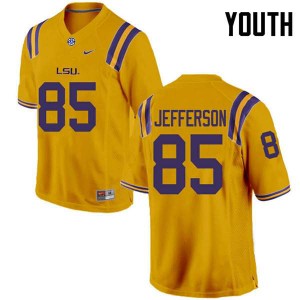 Youth Justin Jefferson Gold Louisiana State Tigers #85 Embroidery Jerseys