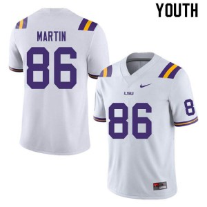 Youth Michael Martin White LSU #86 Stitch Jersey