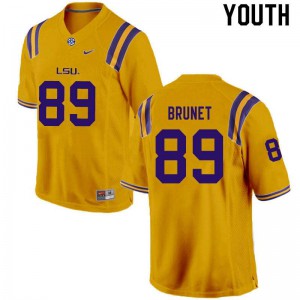 Youth Colby Brunet Gold Louisiana State Tigers #89 Embroidery Jerseys