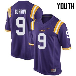 Youth Joe Burrow Purple Tigers #9 Stitched Jerseys