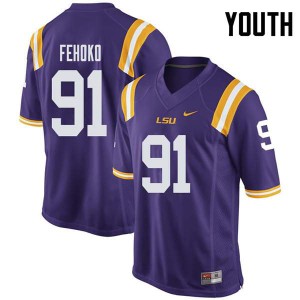 Youth Breiden Fehoko Purple Louisiana State Tigers #91 High School Jerseys