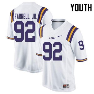 Youth Neil Farrell Jr. White LSU Tigers #92 NCAA Jersey