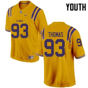 Youth Justin Thomas Gold LSU #93 Stitch Jerseys