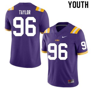Youth Eric Taylor Purple LSU #96 Official Jerseys