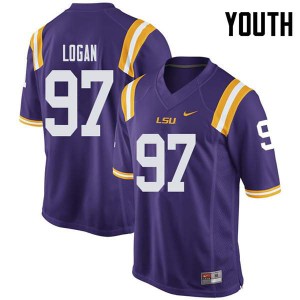 Youth Glen Logan Purple LSU Tigers #97 Official Jerseys