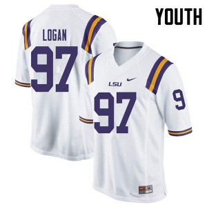 Youth Glen Logan White LSU #97 NCAA Jersey