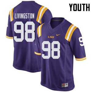 Youth Dominic Livingston Purple LSU #98 Player Jersey