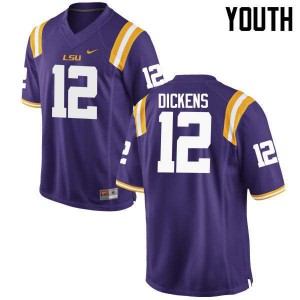 Youth Micah Dickens Purple LSU #12 Stitched Jerseys