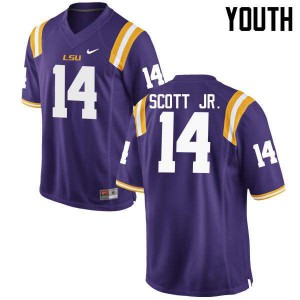 Youth Lindsey Scott Jr. Purple LSU Tigers #14 Embroidery Jersey