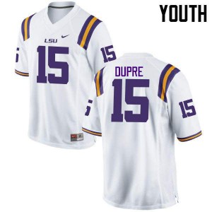 Youth Malachi Dupre White LSU #15 Stitched Jersey